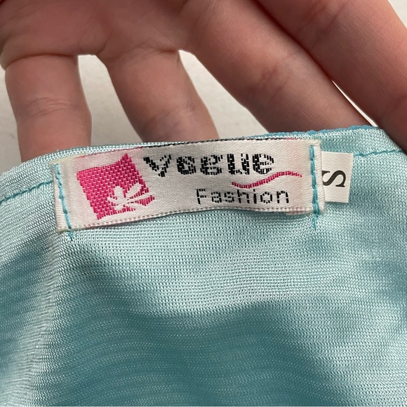 Rare Vogue Fashion Sheer Blue Blouse Shirt Top Size Small - Picture 6 of 6